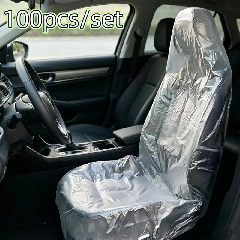 Disposable Car Seat Covers 100Pcs Waterproof Anti-Fouling Dustproof Protector for Auto Repair Road Trip Daily Use