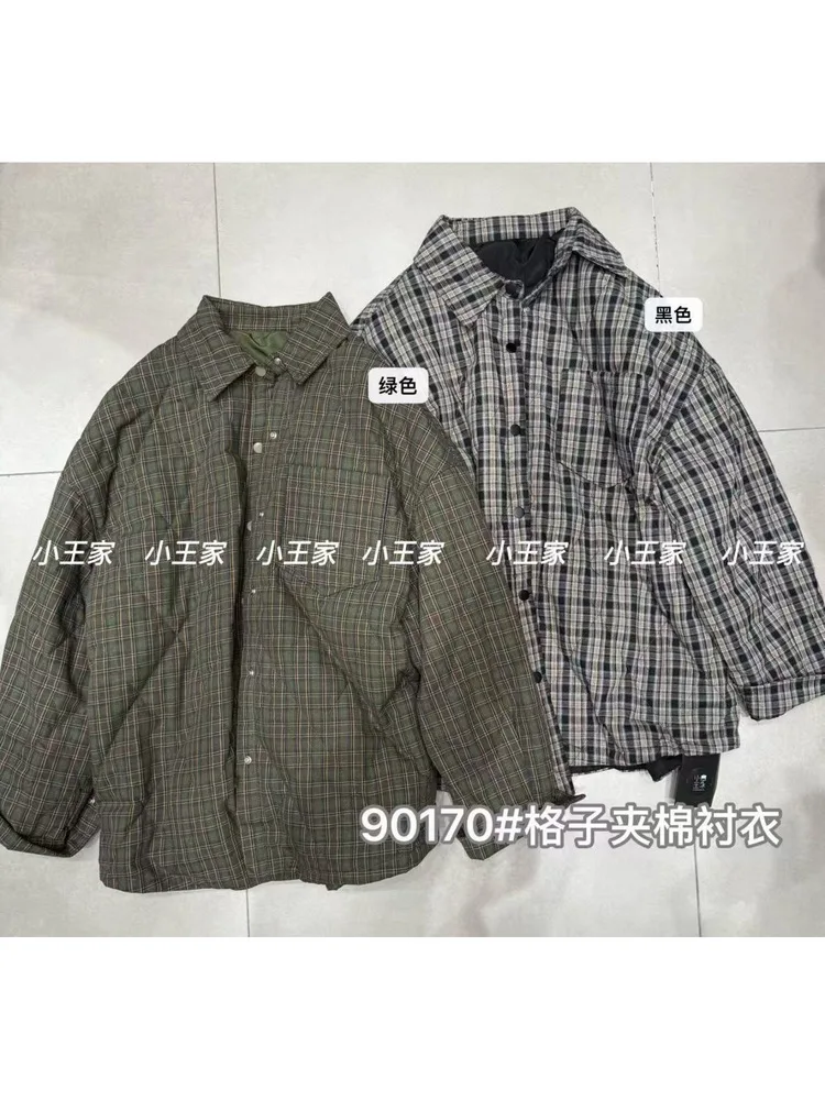 SuperAen 秋冬韓国風ルーズオーバーサイズカジュアルヴィンテージチェック柄コットン非対称長袖シャツ