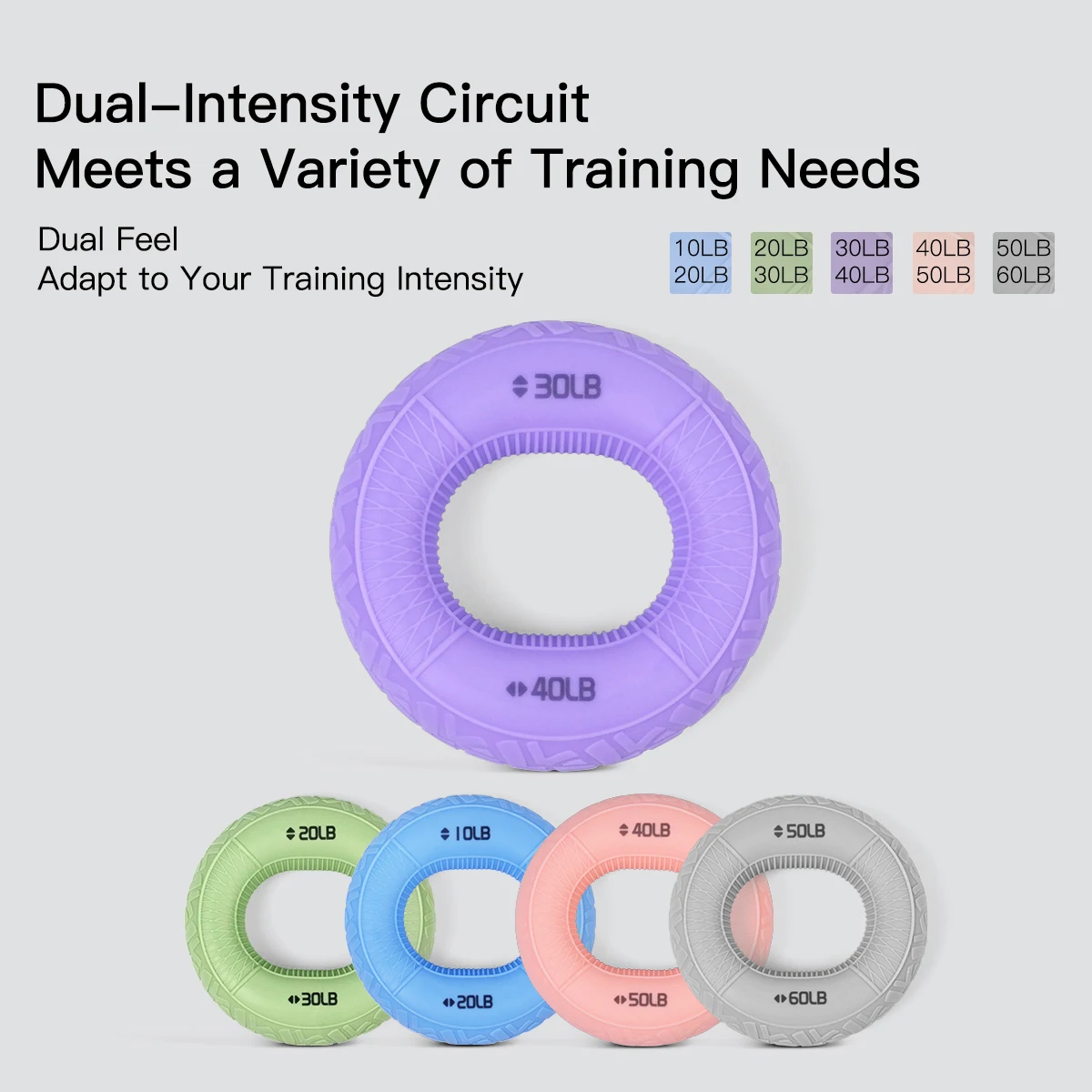 Multi-Color Silicone Grip Rings Various Resistance Levels Available for Enhancing Arm And Finger Grip Strength