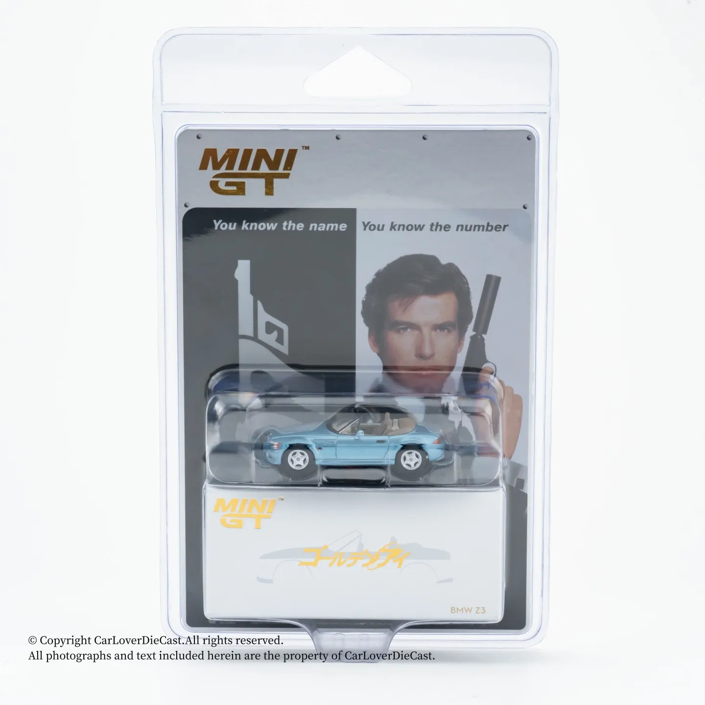 MINIGT 1:64 BMW Z3 GoldenEye (plastic molded card packaging) MGT00914-007 Car Alloy Toys Diecast Metal Model for Children