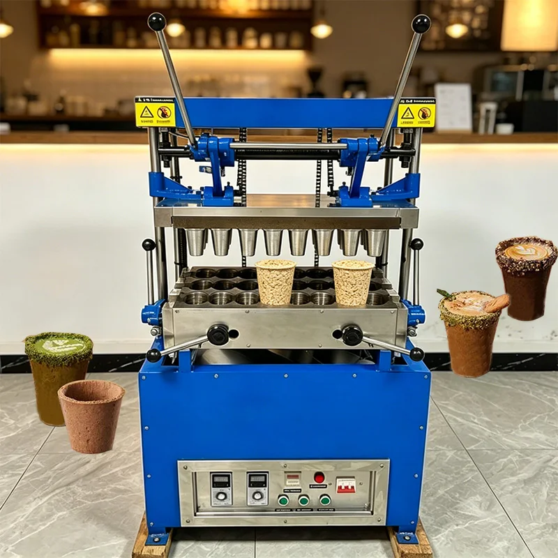 Easy to Operate Small Scale Edible Coffee Cup Production Machine Manual Control Fixed Mold  2 to 60 Units for Food Industry