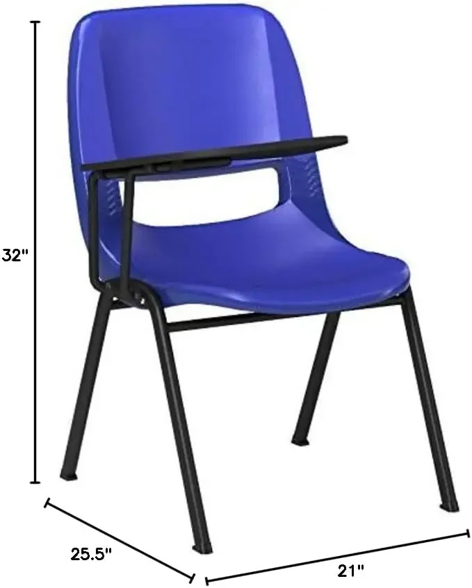 Furniture HERCULES 5 Pack Blue Ergonomic Shell Chair with Right Handed Flip-Up Tablet Arm