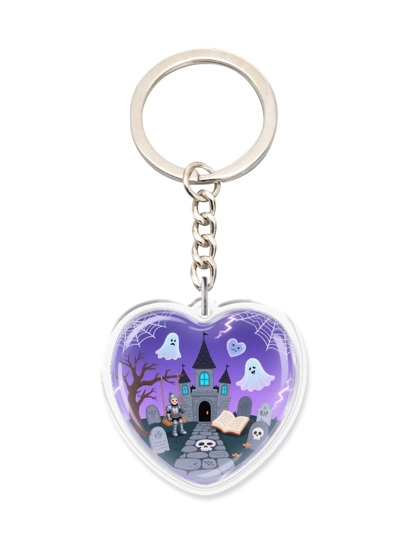 Halloween-Schlüsselanhänger, Cartoon-Geisterburg, Acryl-Schlüsselanhänger, Halloween-Geschenk, Unisex-Design