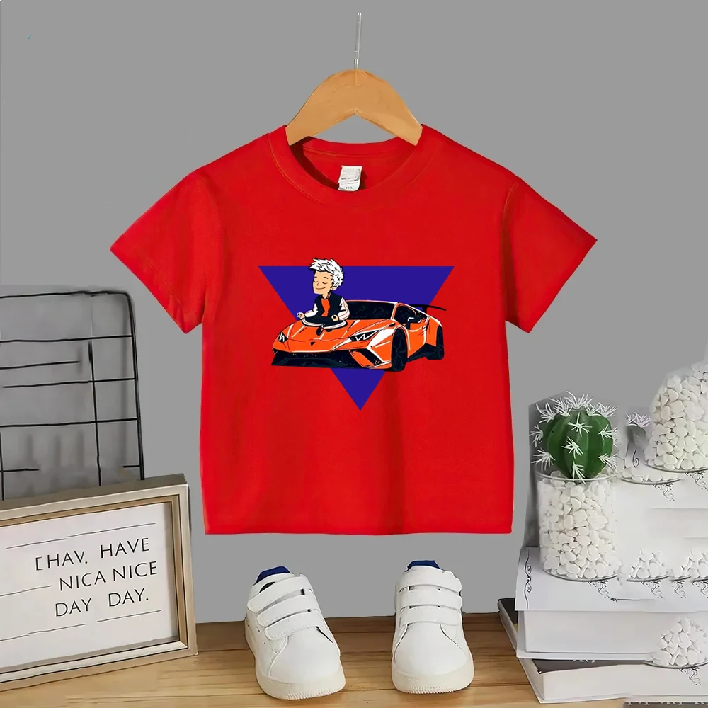 Merch A4 Summer Boy Black Girl Red Clothes T-Shirt + Shorts Sets Print T-Shirt Short Tops Casual Vlad A4 Anime Tees O-Neck Kids