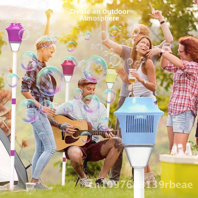 آلة فقاعات أوتوماتيكية قابلة لإعادة الشحن عبر الحدود في الهواء الطلق ضوء الشارع لعبة فقاعات النفخ الكهربائية الممتعة لحفلات التخييم #1