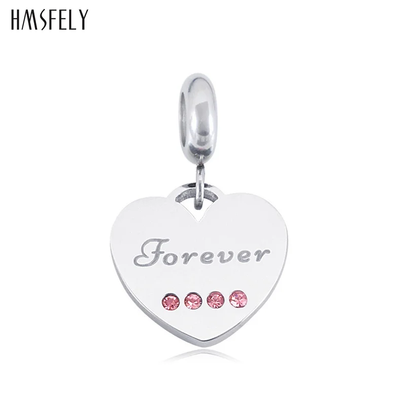 

HMSFELY 316L Stainless Steel Charm Pendant Heart Shape Family Tags For DIY charms Bracelet Necklace Jewelry Making Accessories