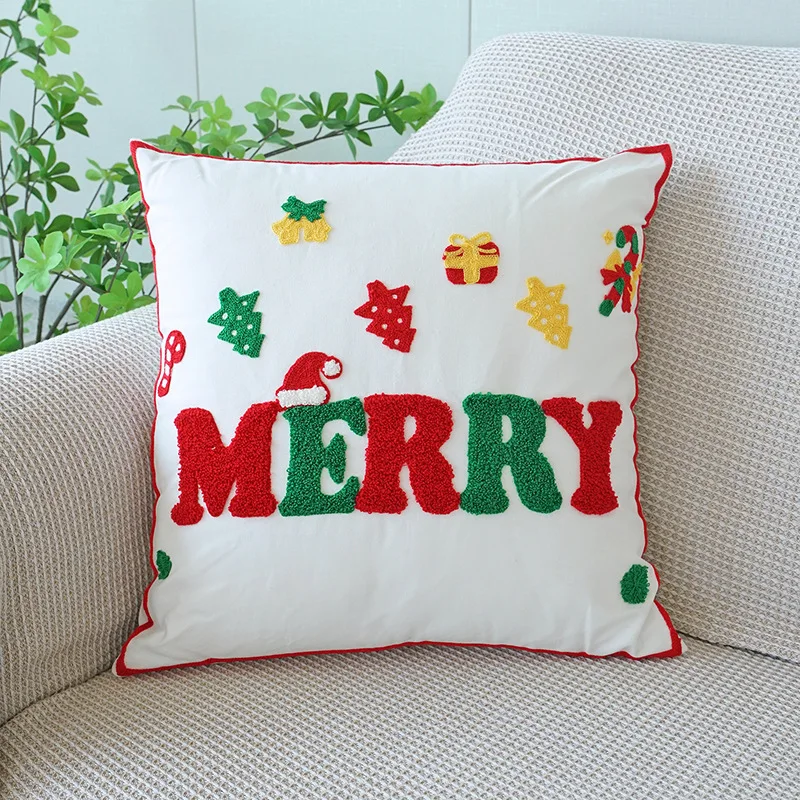 

30x/50/45X45CM Christmas Embroidery Throw Pillow Cover Cartoon Santa Claus Cushion Cover Decor Home Decorative Pillowcase