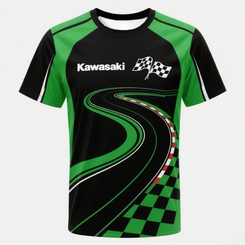 

Футболка Kawasaki с 3D-принтом, дышащая, быстросохнущая, спортивная одежда Hilly для гонок на мотоциклах по бездорожью, горном велосипеде