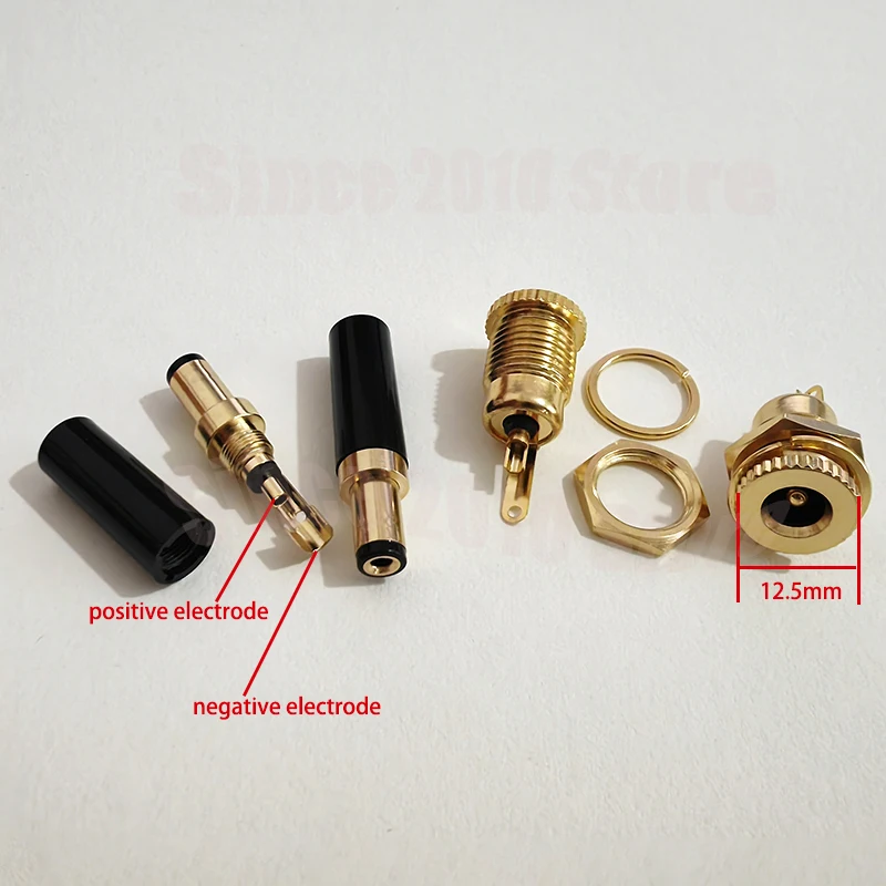 Cltgxdd 1 Stück Kupfer Vergoldeter DC5.5 * 2.1/2.5 DC099 20A Hochstrom-DC-Stromanschluss DIY Schweißdraht DC-Buchsenstecker – Detail 13
