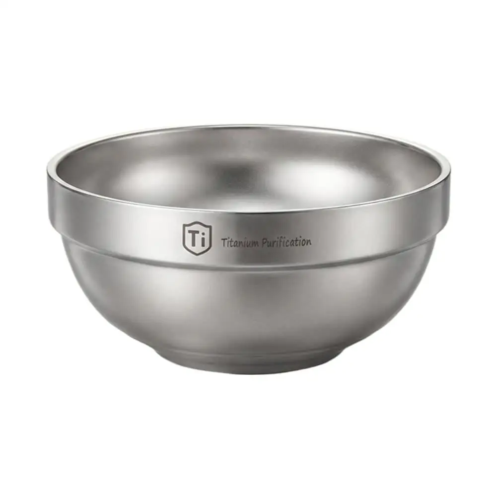 Reine Titan-Camping-Schüssel, doppelwandig, hitzebeständig, leicht, Outdoor-Schüssel, Reisegeschirr für Rucksackreisen, Picknick-Ausrüstung – Detail 11