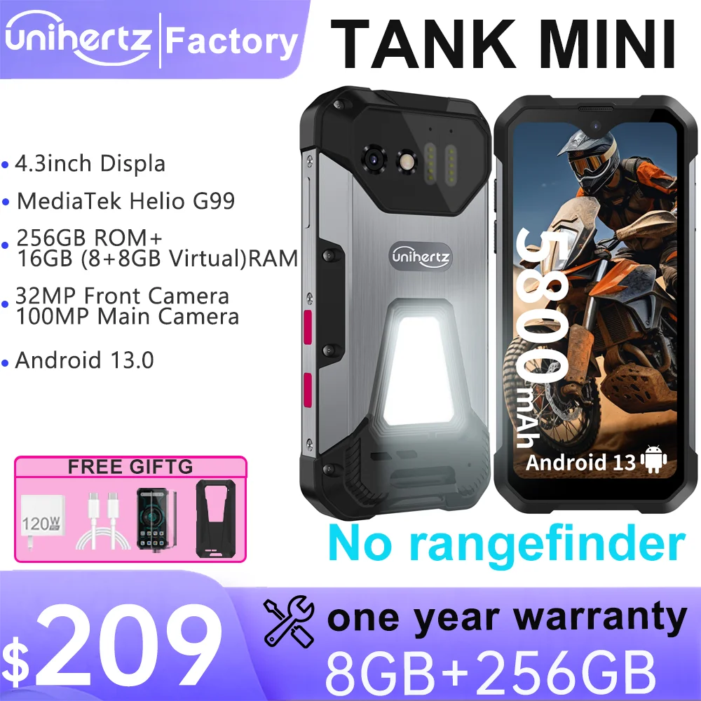 Unihertz 8849 Mini Rugged Smartphone,Small 4G,Outdoor,16 GB,24GB RAM,256GB ROM, 5800mAh, Android 13 Phone,Dual Sim,100MP Camera