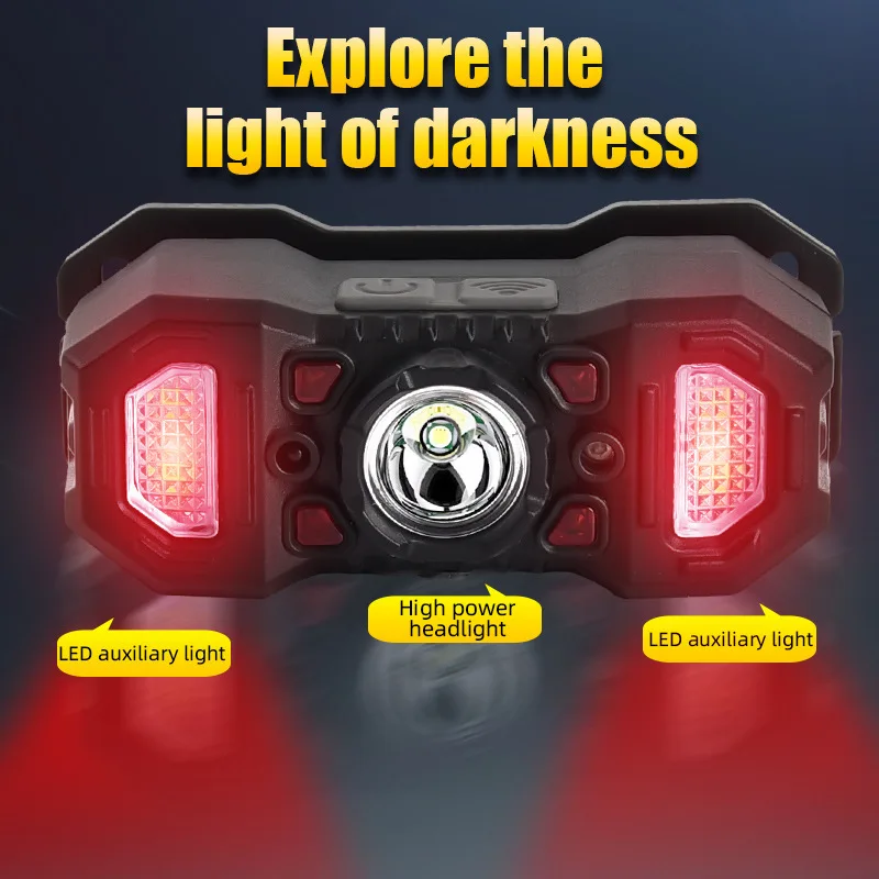 Induction Headlamp COB LED Sensor Head Lamp Built-in Battery Flashlight USB Rechargeable Head Torch 6 Lighting Modes Headlight