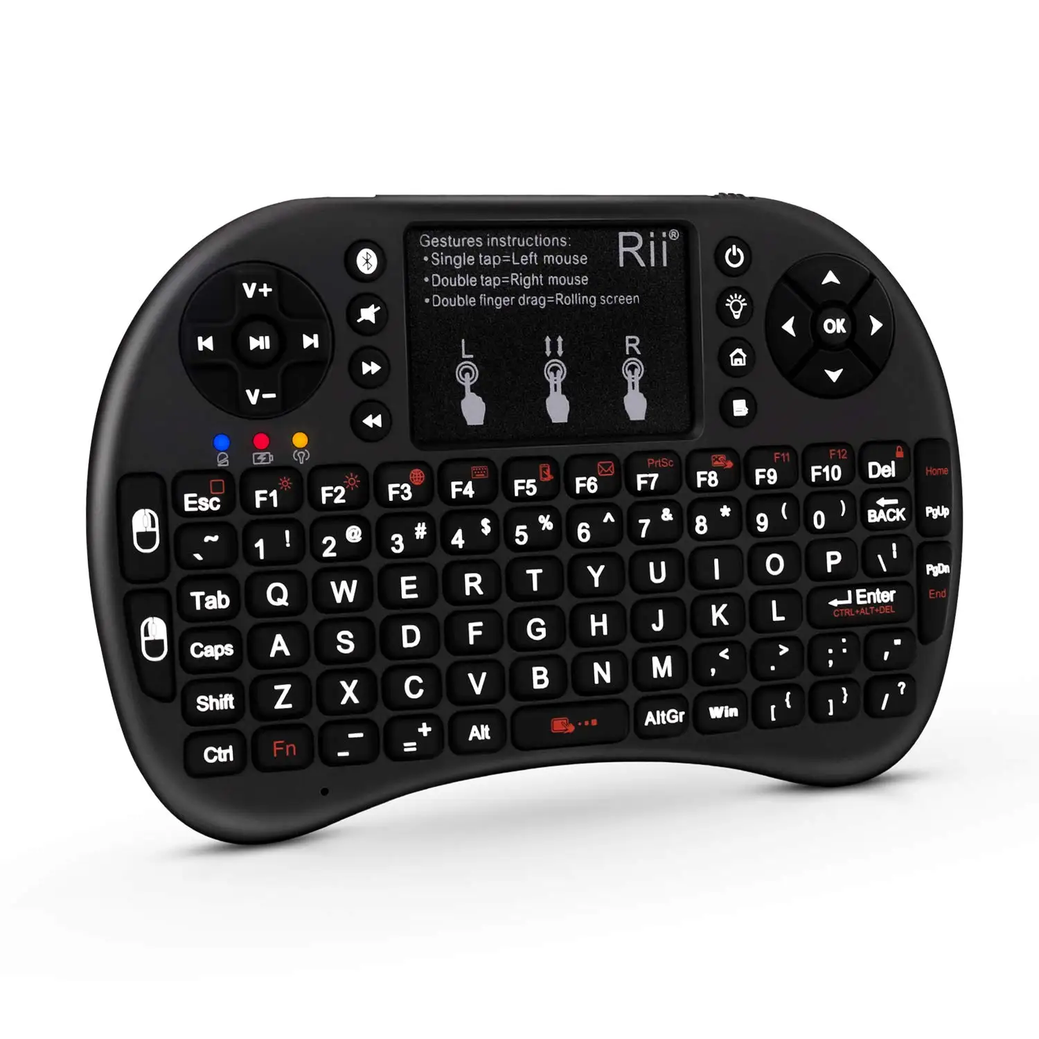 Rii Mini Bluetooth klawiatura z touchpadem podświetlana przenośna bezprzewodowa klawiatura 2.4GHZ do smartfonów Laptop/PC/Windows/Mac/TV, pudełko