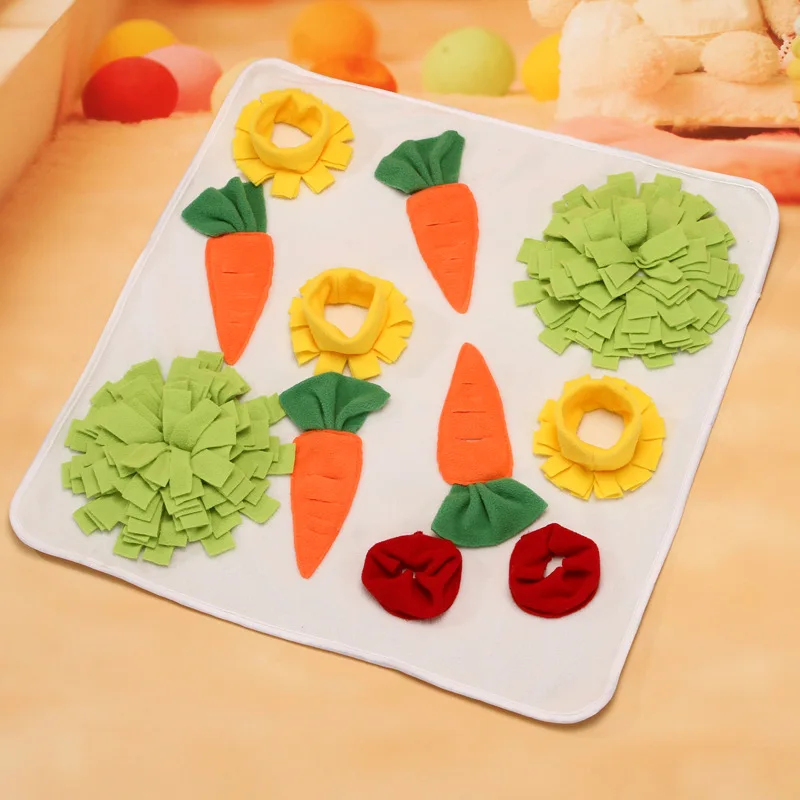 Pet Sniffing Pad Mat Round Carrot Flower Snuffle Mats Little Puzzle Treat Dispenser Bunny Rabbit Chinchillas Guinea Pig Foraging