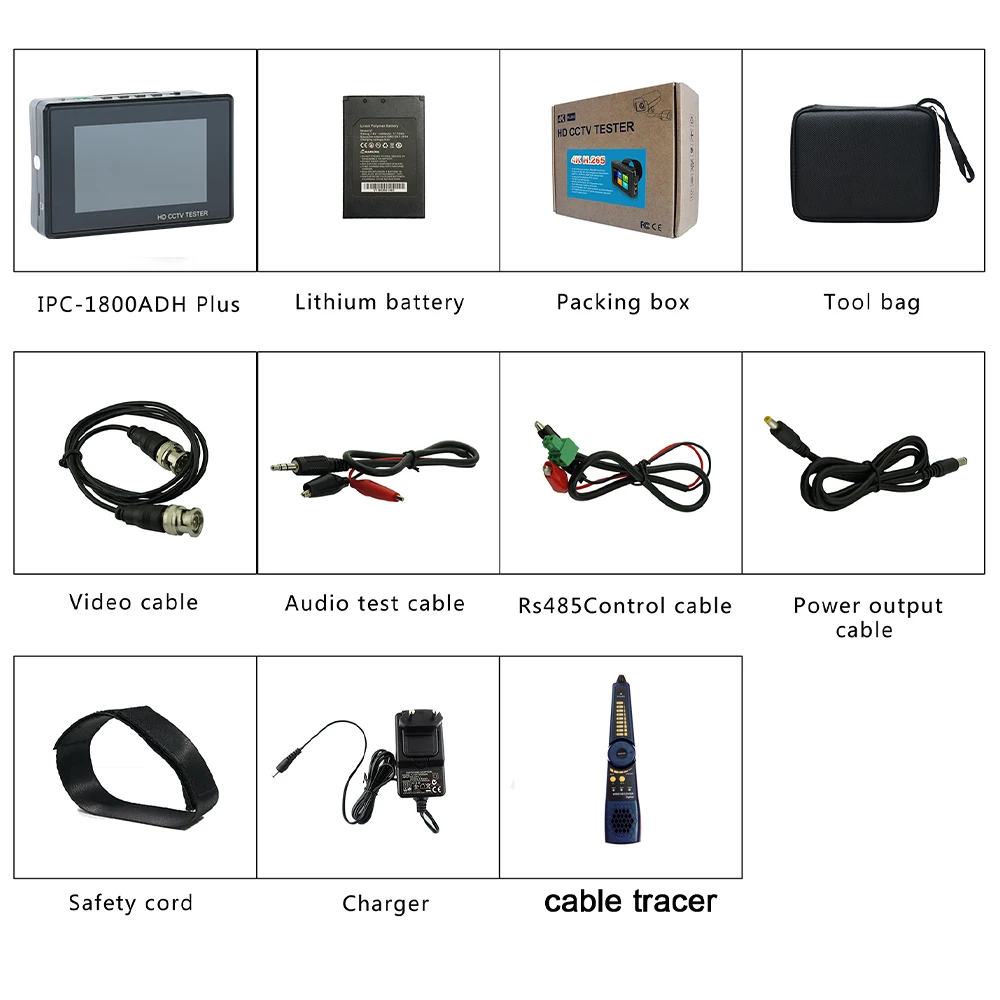 Imagem -06 - Testador de Câmera ip com Cabo Tracer Poe e Monitor ip em Ipc 8mp Tvi Ahd Cvi Teste Analógico 4k H.265 Ipc1800sn