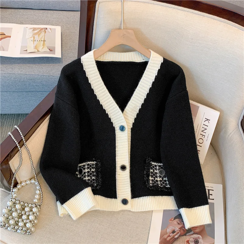 2023 spring and autumn fashion new women's knitted long-sleeved v-neck sweater cardigan jacket women loose western style big 4XL