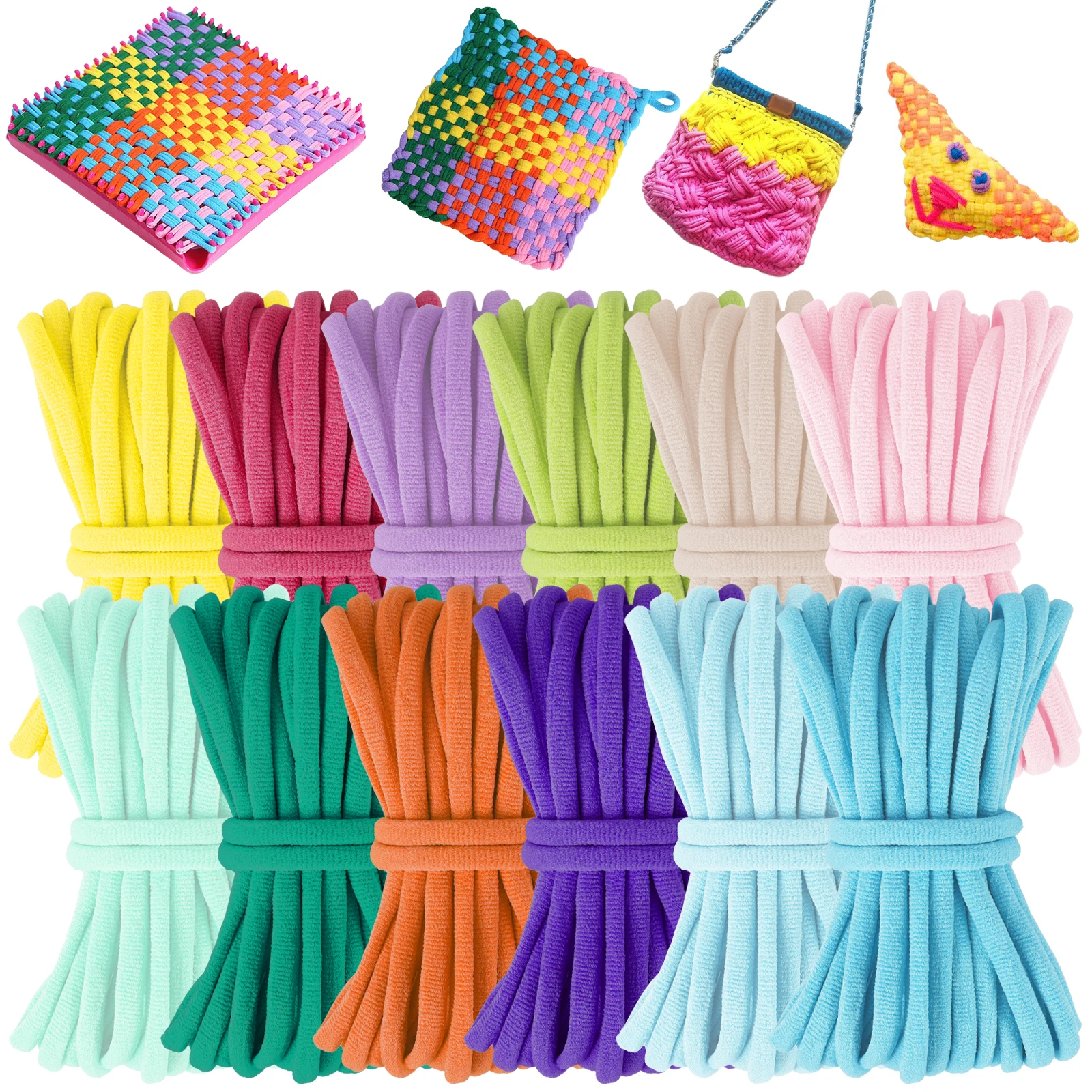

600/1000 Pcs Refill Loops Potholder DIY Braided Rope Multi Colored Weaving Machine Loops Weaving Craft Bands Crafts Accessories