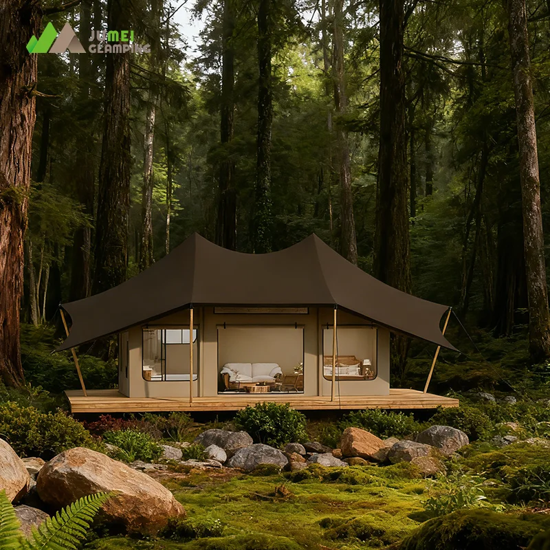 JUMEI 4 Season Holiday Custom Logo Modern Style Waterproof Resort Outdoor Waterproof Stretch Tent
