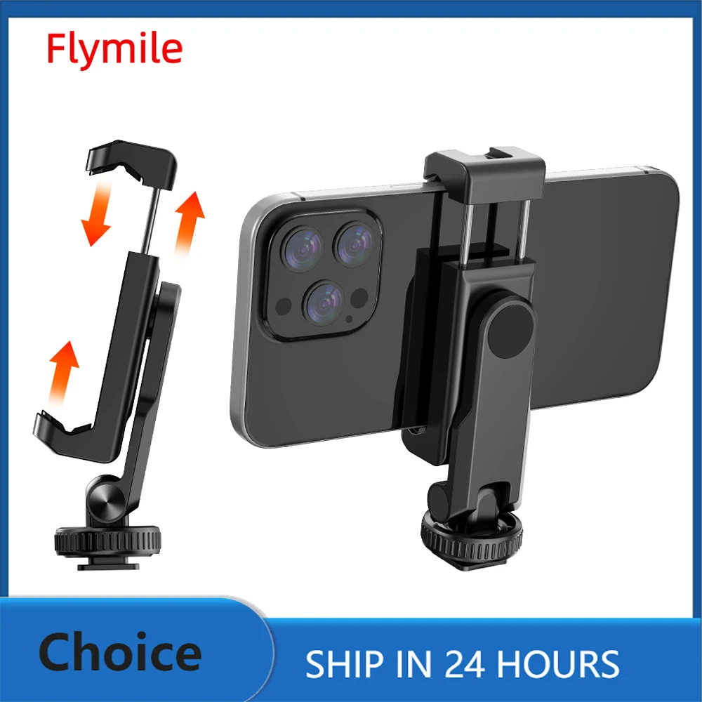 Flymile Supporto per treppiede per telefono con adattatore per slitta fredda per iPhone 16 15/Samsung Galaxy/Huawei/Xiaomi Accessori Clip per telefono
