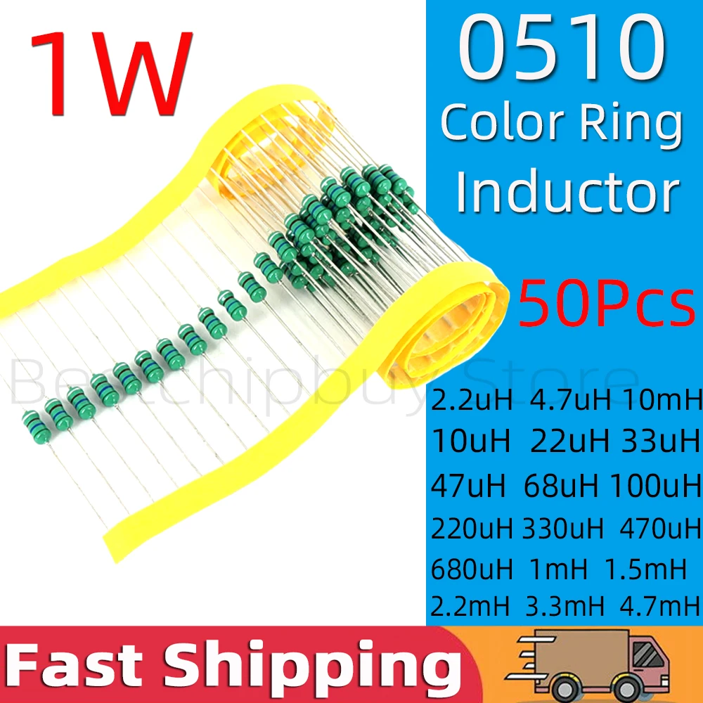 

50PCS 0510 1W Inductor DIP Color Ring Inductance 10mH 2.2mH 3.3mH 4.7mH 1mH 100uH 220uH 330uH 470uH 680uH 10uH 22uH 33uH 47uH