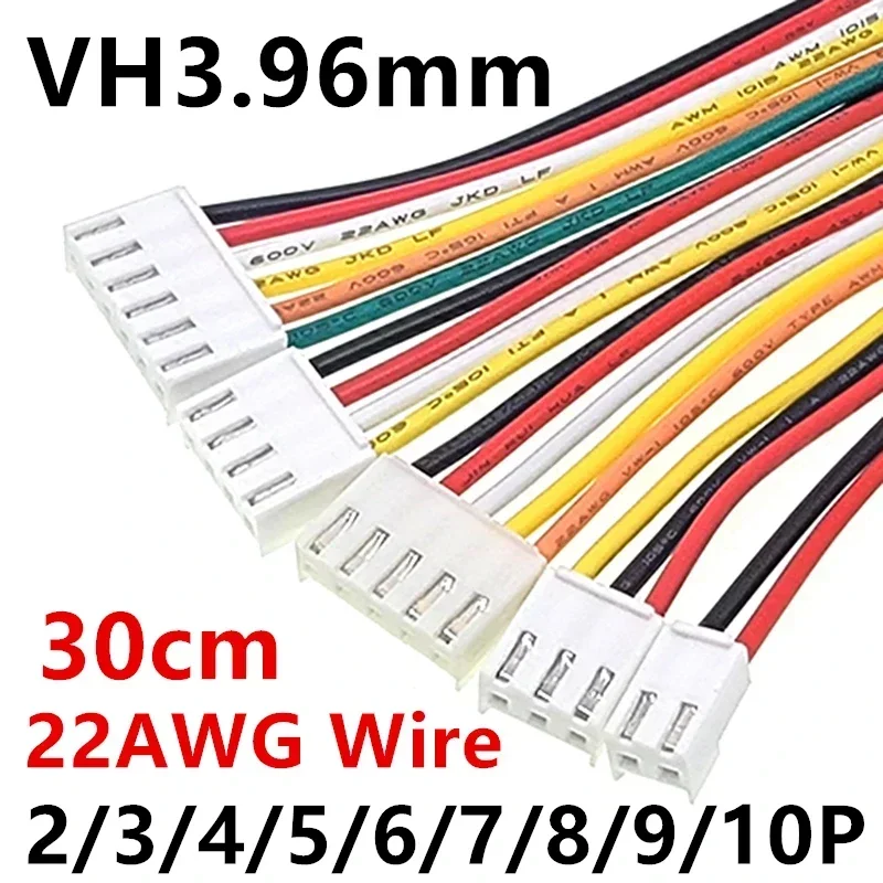 10Pcs 22AWG Single-End JST VH 3.96mm Female Housing Plug Connector 2/3/4/5/6/7/8/9/10 Pin 30cm Cable for Electronic Components