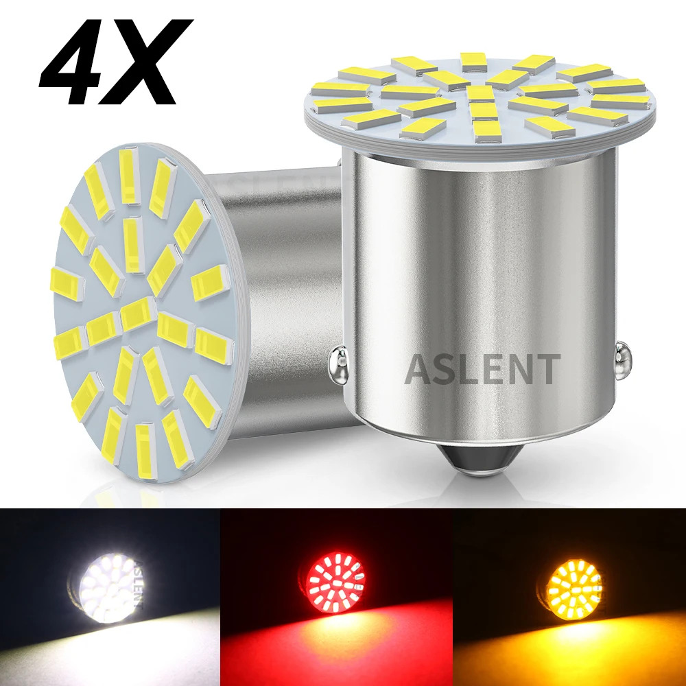 

4PCS PY21W BAY15D 1157 LED Bulb P21W BA15S 1156 Car Turn Signal Light 12V 3014 22SMD White Reverse Brake Trunk Parking Lamps