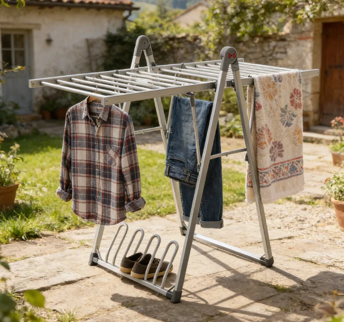 Electric Heated Foldable Metal Drying Rack With Foldable Design For Bathroom Outdoor Clothes Hanger Stand view 4