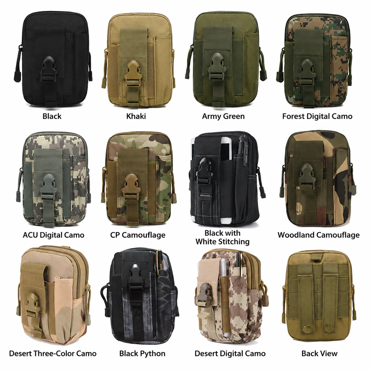 2PCS Men's Tactical Waist Bag for Hiking Running Oxford Cloth Sports Fanny Pack Outdoor Belt Bag S-002