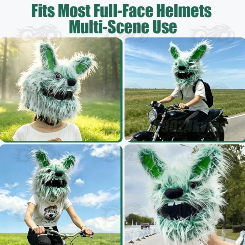 Motorcycle Helmet Cover, Dustproof and Funny Helmet Protective Cover, Personalized Cartoon Plush Rabbit Head Helmet Cover