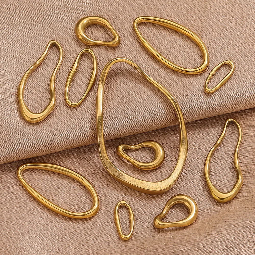 5 Stück Edelstahl vergoldet Verbinder Charms Schmuckherstellung Zubehör für DIY unregelmäßige Lünette Damen Ohrringe Halskette – Detail 6