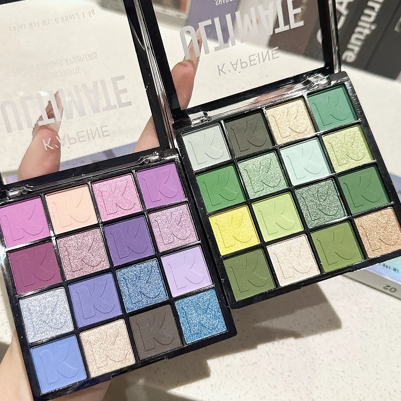 อายแชโดว์ 16 สี Matte Glitter Pearl ผงสีละเอียดอ่อนง่าย Shimmer Eye Shadow Long Lasting Make Up