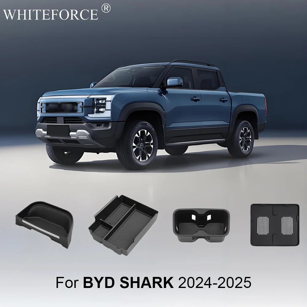 For BYD Shark 2024-2025 Behind-the-screen Storage Box Center Console Armrest Storage Box Charge Pad Cup Holder Protective Cover