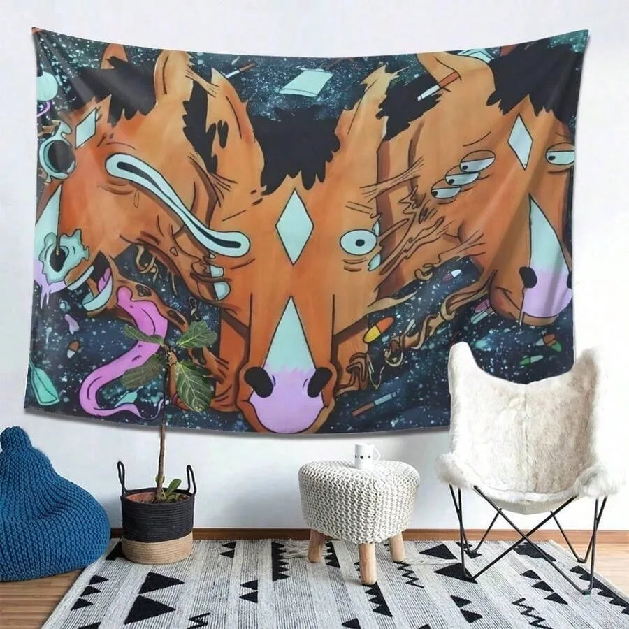 1pc Vintage Bojack Horseman TV Show Tapestry,Decor for Bedroom Living Room Dorm Home Gift