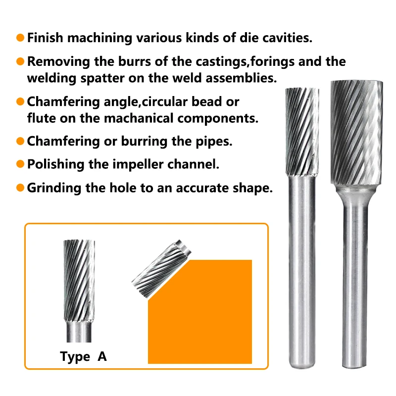 6mm Schaft Dreh Dateien für Metall Durchmesser 16-25,4mm Single Cut Hartmetall Grat Bit Rotary Grate holzbearbeitung Werkzeuge – Detail 6