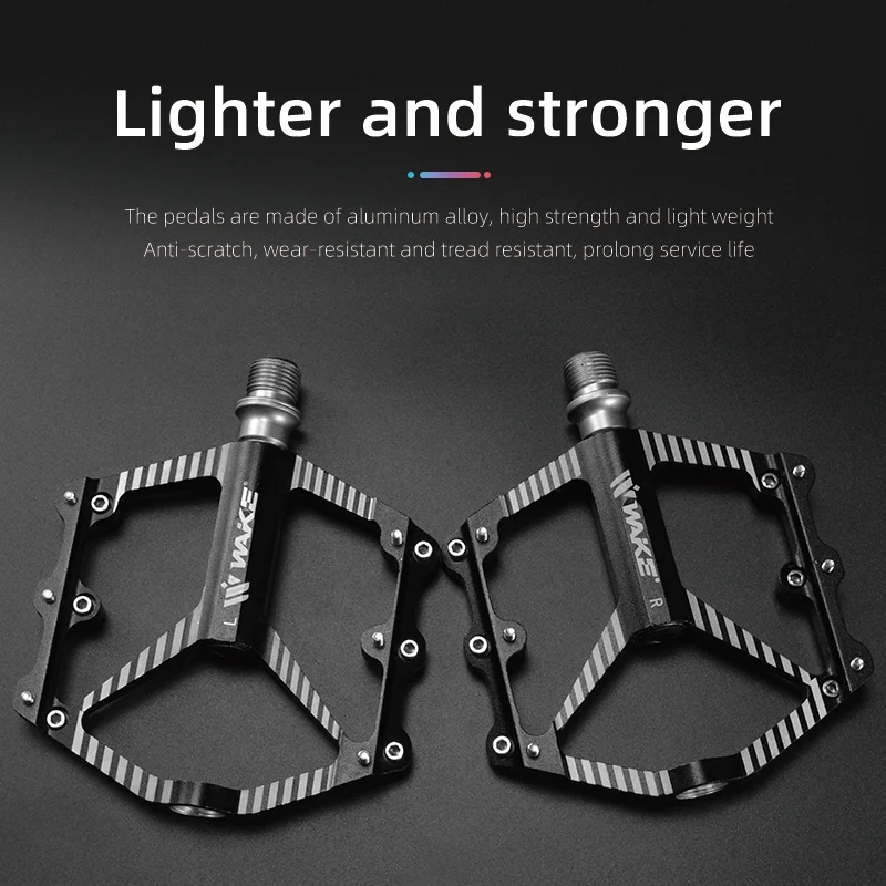 Wake Mountain Bicycle Pedal Accessories 3 Bearing Seal Ultralight Footboard Wide Area Bike Pedals Anti Slip for MTB Road Bike
