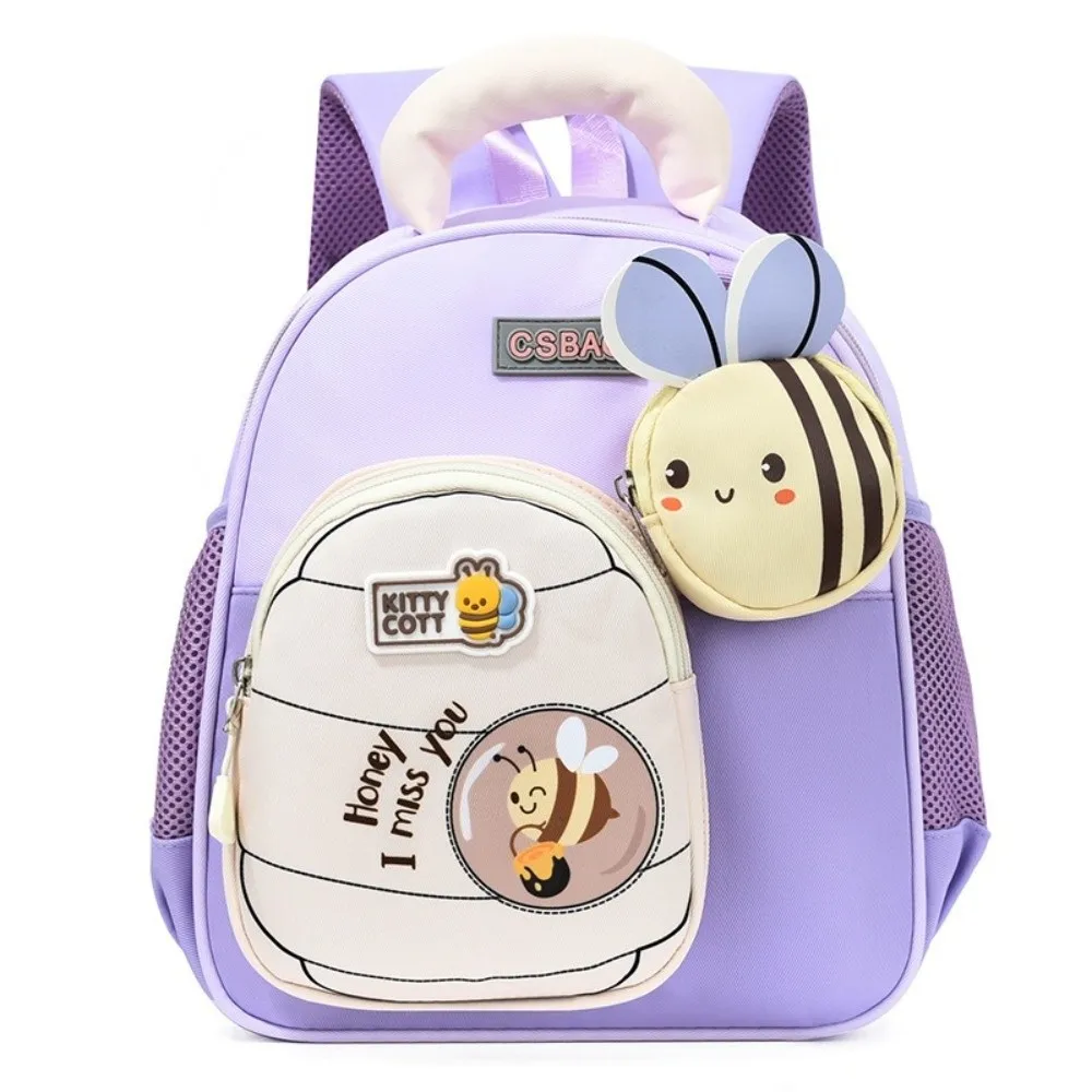 Cartoon Little Bee Children's Backpack Widen Straps Ergonomics Kindergarten Backpacks Lightweight Alleviate Burden Kids Backpack