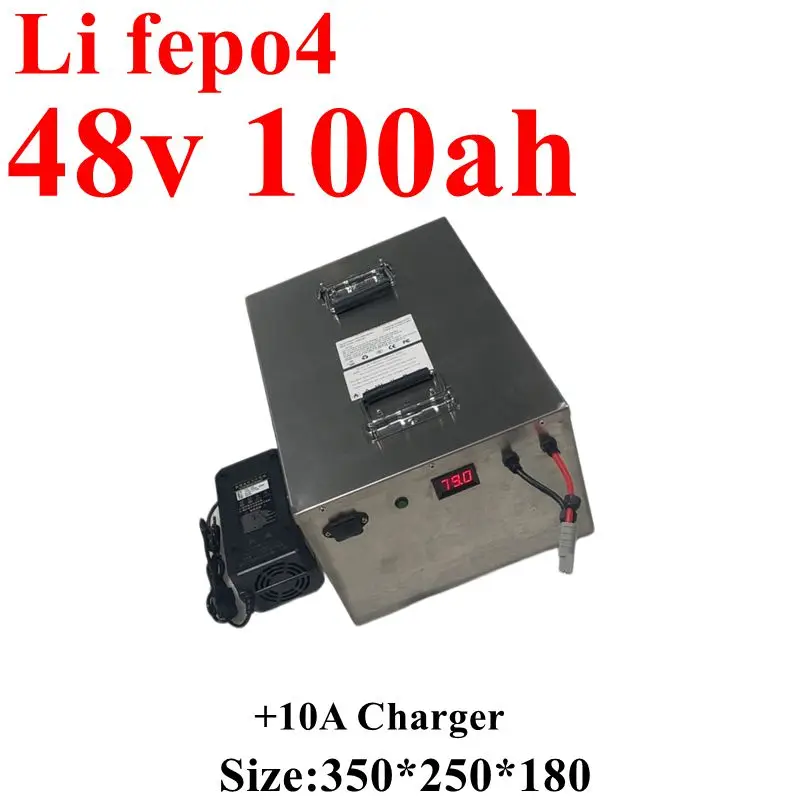 

Аккумулятор lifepo4 48 В 100 Ач с BMS для электрического трехколесного велосипеда, гольф-кара, лодки, электровелосипеда, кемпера, скутера + зарядное устройство 10 А