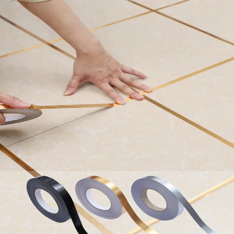 20M Ceramic Tile Mildewproof Gap Tape Decor Gold Silver Black Self Adhesive Wall Tile Floor Tape Sticker Home Decorations