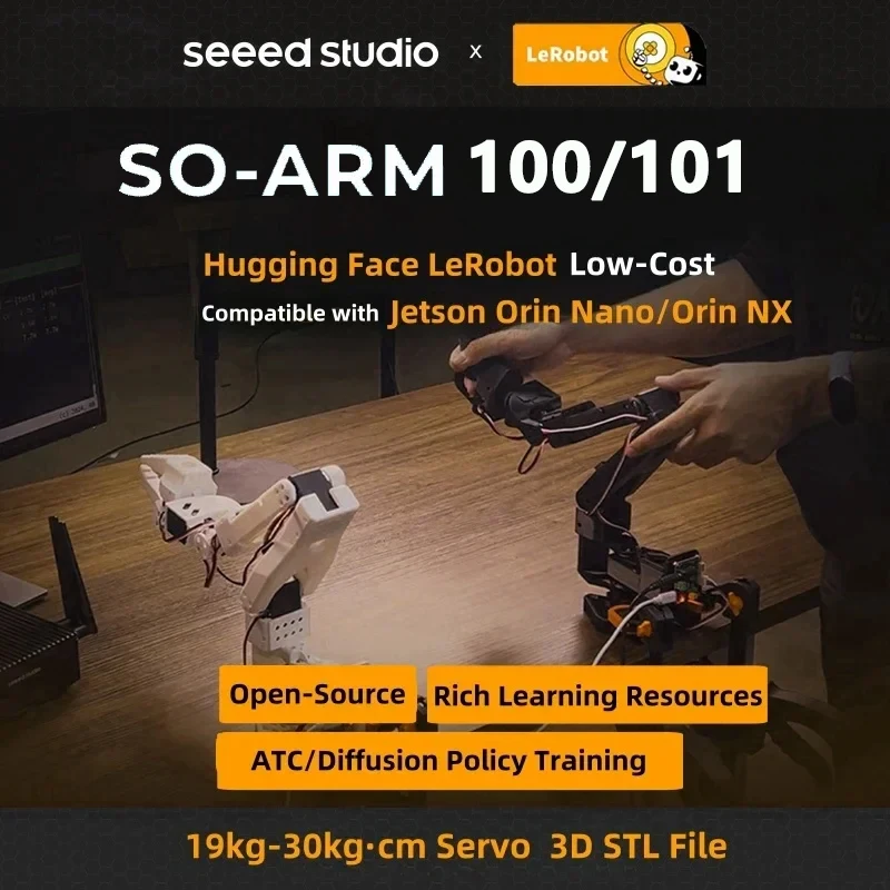 

Seeed SO-ARM101 / SO-ARM100 Low-Cost AI-Arm Servo Motor Kit Pro for LeRobot (3D Printed Parts Optional)