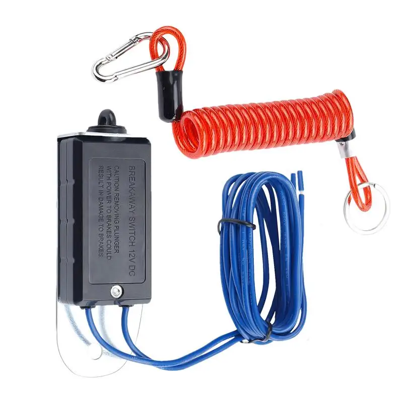 

Coiled Breakaway Trailer Cable On/Off Box 4Ft Coiled Cable With Electric Brake Break Control Kit Rust-Proof 12V Safe Protection