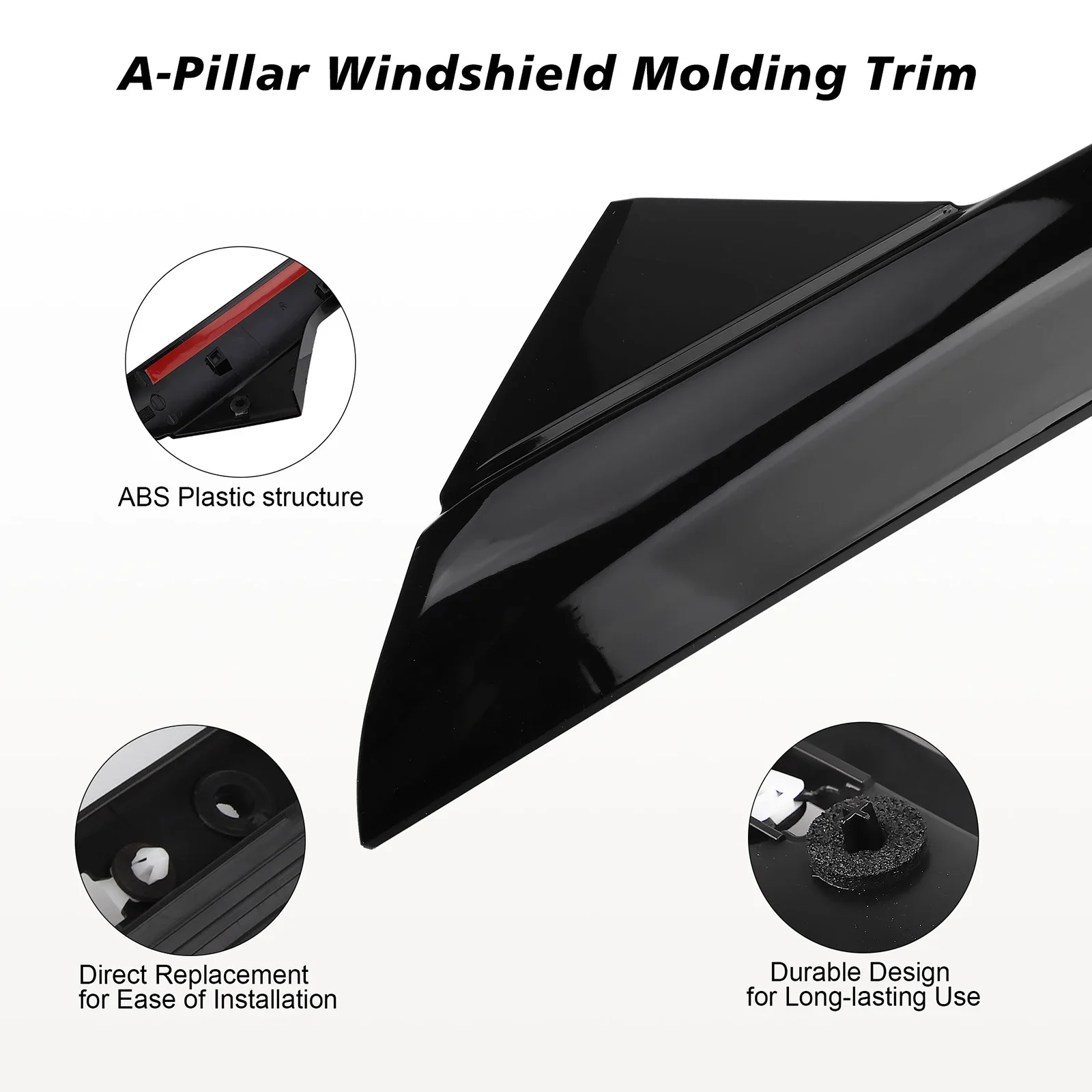 Windshield Outer Trim A-Pillar Molding Driver Left Passenger Right Side BB5Z-7803145-AA BB5Z7803144AA For 2011-19 Ford Explorer - Image 3