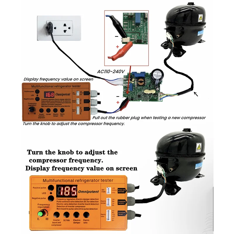 110V-240V Refrigerator inverter board compressor solenoid valve fan damper electric valve tester fault tool English version