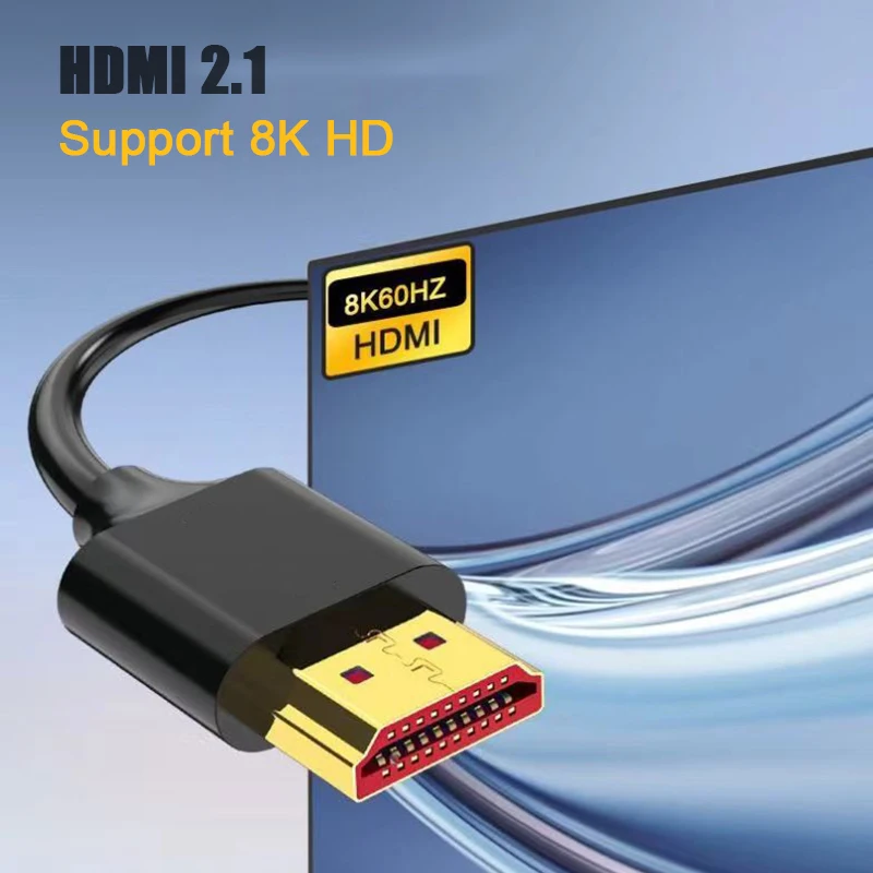 Ultra Thin HDMI Cables Flexible Soft 8K 4K HDMI to HDMI Cable Cord 8K 60Hz 48Gbps for TV/HDTV/PS5/Blu-ray/PC Monitor/Projector