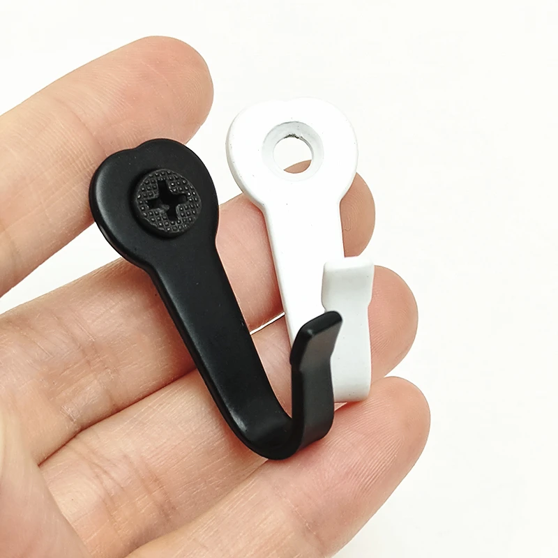 40*16MM Love Hook Black Single Hook Door Rear Hook Thick Hook Small Clothes Hook White Clothes Hook Kitchen Home Accessory