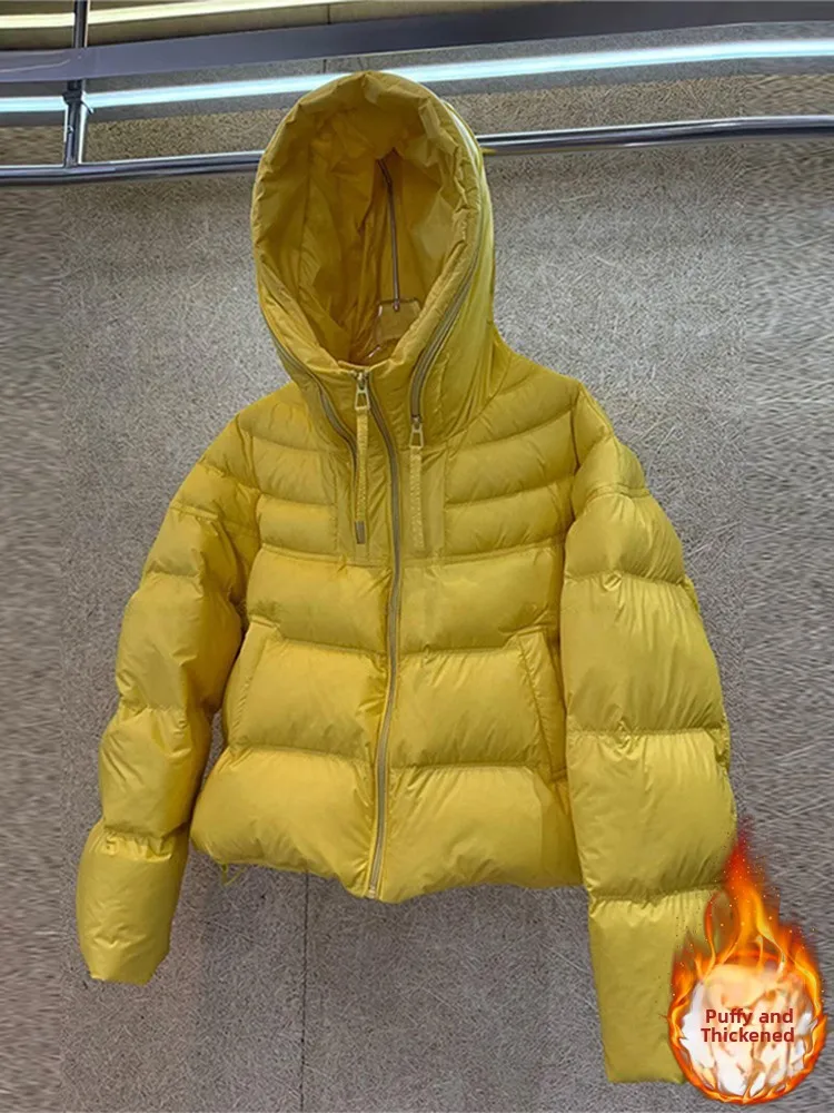 

Новая модная женская хлопковая куртка с капюшоном на молнии, осенне-зимняя, в корейском уличном стиле, свободного кроя, с эффектом высокой плотности ткани