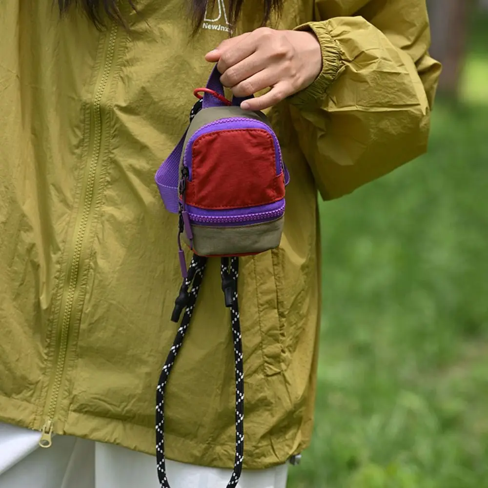 Fashion Colorful Mini Backpack Coin Purse Color-blocked Nylon Bag Shape Wallet Portable Korean Style Mini Crossbody Bag Unisex