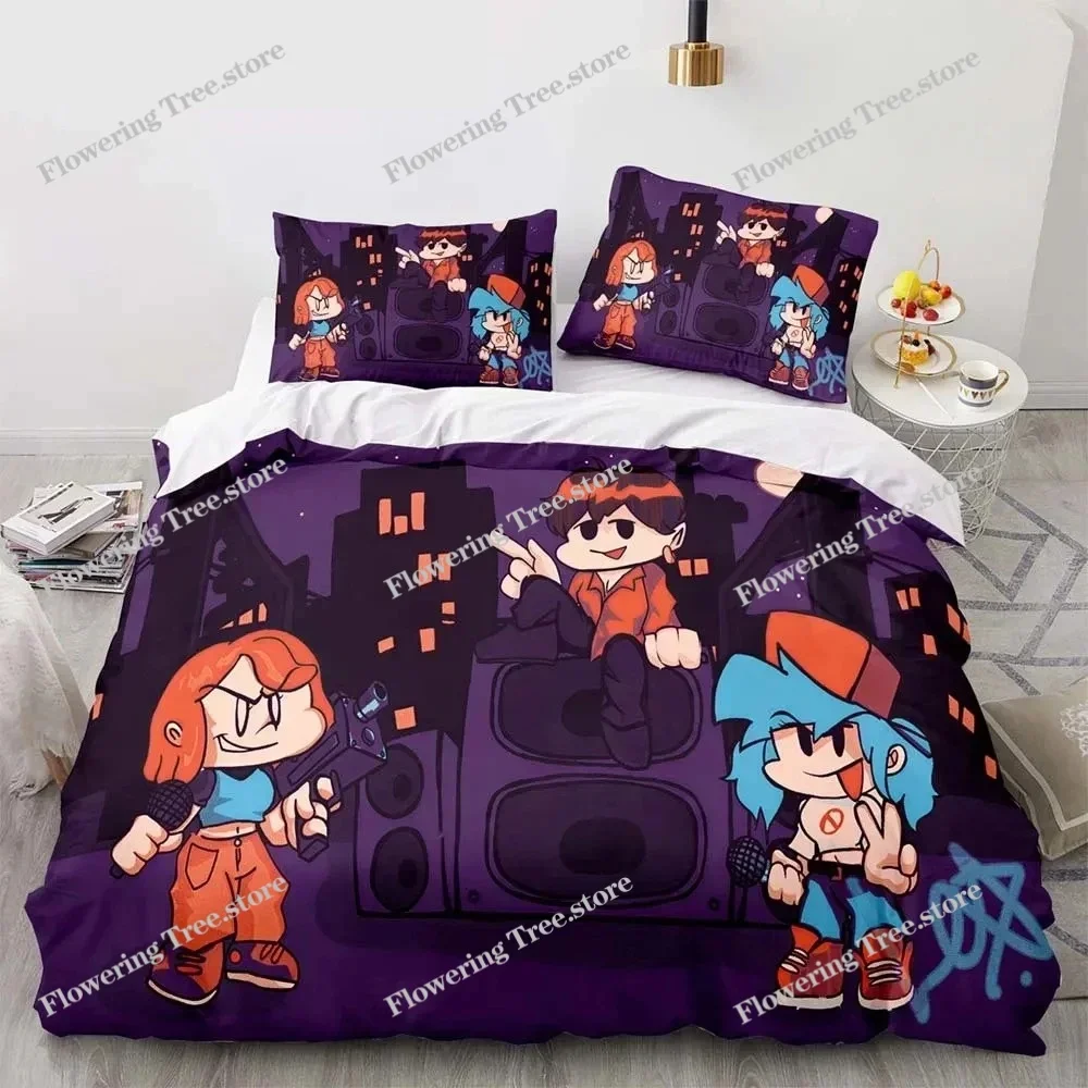 Cartoon Game Friday Night Funkin Bedding Set Duvet Cover Bed Set Quilt Cover Pillowcase Comforter king Queen Size Boys Adult