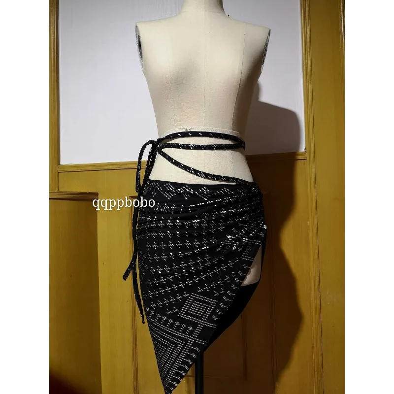 Customized Tribal Belly Dance Costumes Light Luxury Practice Dress Assuit Multiple Wearing Hair Hip Scarf Skirt Dark Style