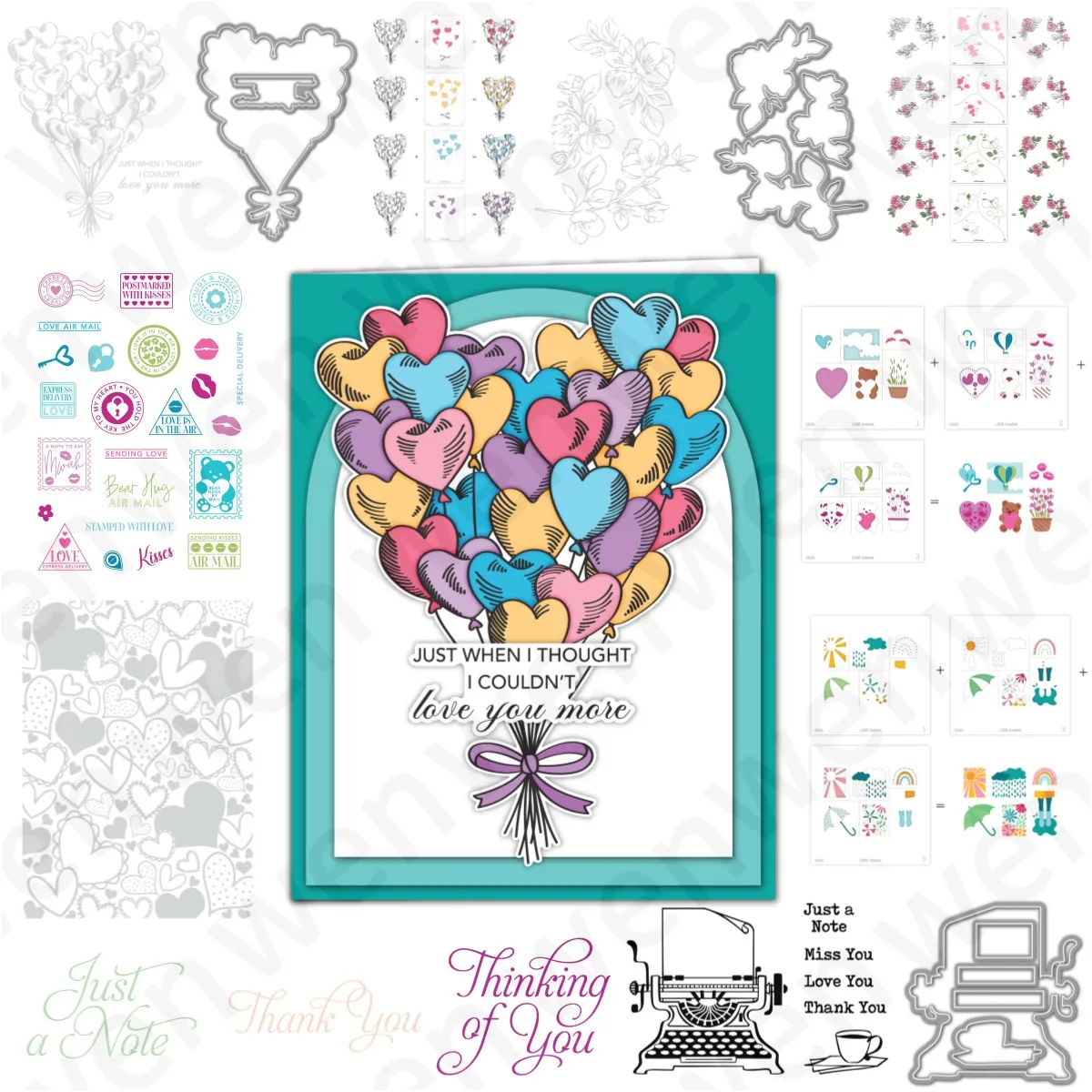 

2005 Heart Balloon Postage Collection Clear Stamps Metal Cutting Dies Stencil Press Plates For DIY Scrapbook Decoration Template