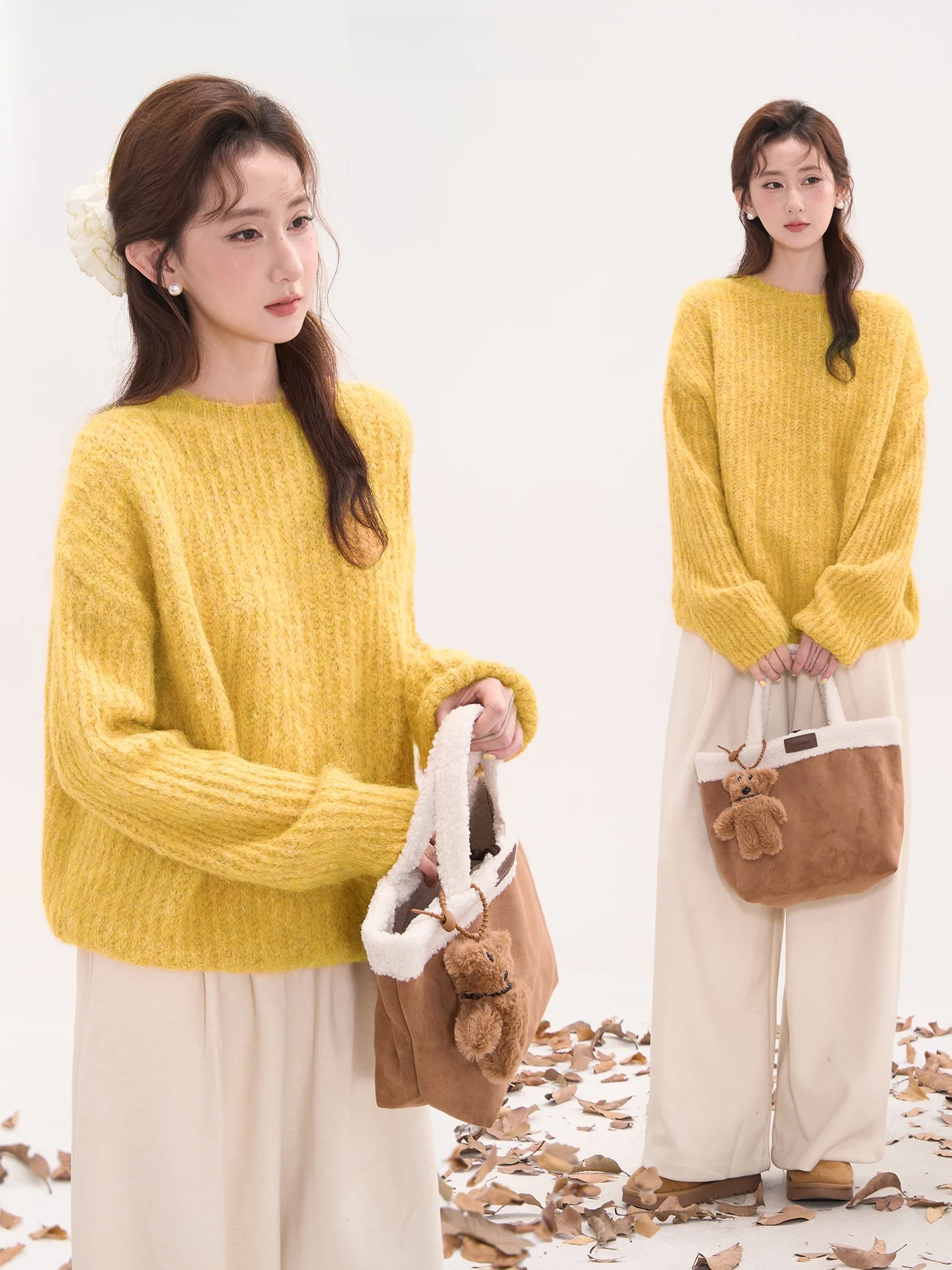 

Женский осенний свитер Heme Star River: комфортный, свободный крой, длинный рукав, вязаный, повседневный, однотонный